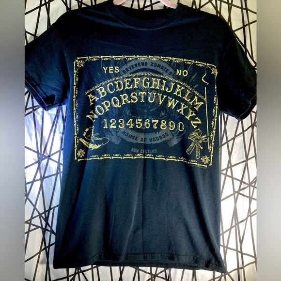 Zombie's House Of Voodoo Halloween Ouija Board Black T-shirt Size S - Picture 1 of 6